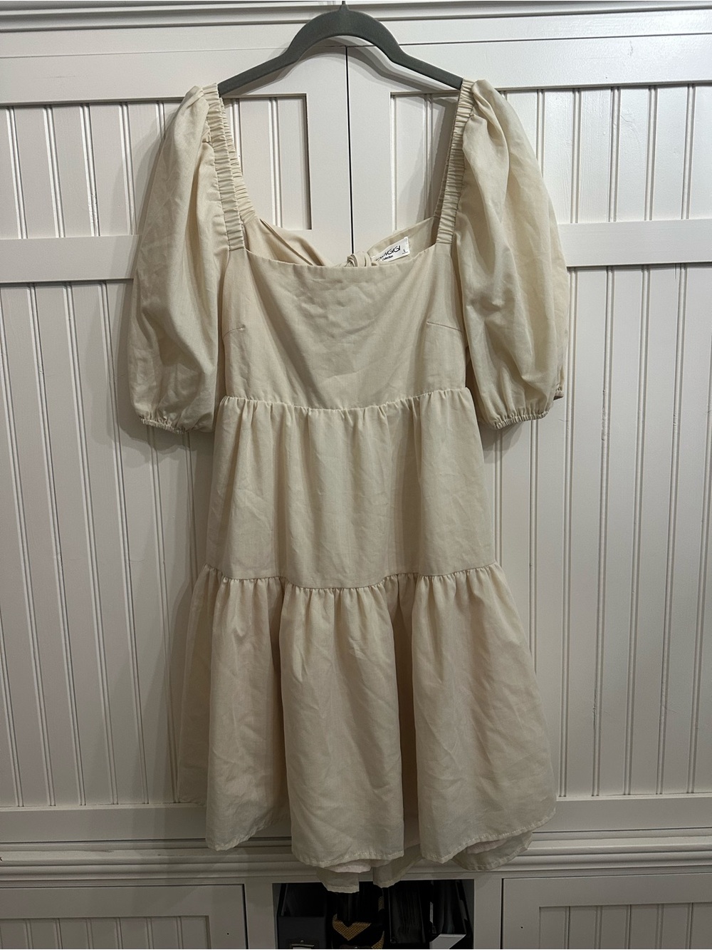 OWNGIGI Collection Cream Puff Sleeve Tiered Babydoll Dress Size Large